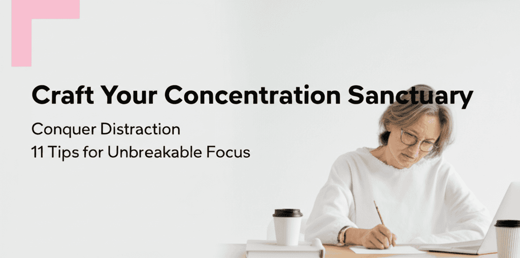 Professional super focus ultra-modern infographic featuring alt="conquer-distraction" title="realistic photo premium-quality