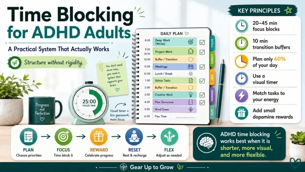 Illustration for Time blocking for ADHD success Featured Image